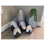 5 PC METAL VASES