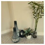 3 VASES & 2 GREENERY