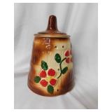 Ceramic flowed barrel cookie jar, 11" high