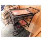 Antique wicker tea cart w/ 2 removable glass Antique wicker tea cart w/ 2 removable glass