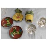 Heavy clear glass candleholders - ceramic