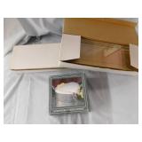 2 heavy lucite picture frames, 12"w x 1.5"d x