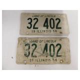 Pair 1956 Illinois license plates