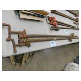 Pair of vintage 48" pipe clamps w/metal cranks