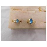 Two marquis topaz yellow gold rings, 10 and 14K, Two marquis topaz yellow gold rings, 10 and 14K,