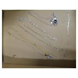 Sterling necklaces: 15' w/ black onyx - two 18' Sterling necklaces: 15' w/ black onyx - two 18'