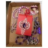 Purple Jewelry: necklaces - bracelets - one pin