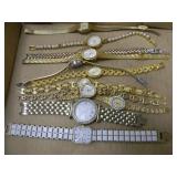 Eleven dressy bracelets wrist watches, all