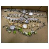 Six Bracelet watches, 4 are Silvertone Six Bracelet watches, 4 are Silvertone