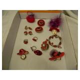 Red Hat: Pins - rings - watch pin - earrings -