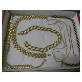 Goldtone link necklace, black & goldtone, has