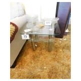 2' square end table, glass top, second tier is 2' square end table, glass top, second tier is