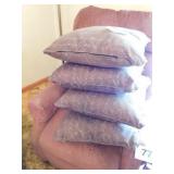 4 brown matching sofa pillows, 22' square 4 brown matching sofa pillows, 22' square