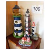 Group of 4 lighthouses, largest is 14" High,