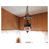 Hanging oil light, 14" tall, 8" wide with swag