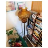 Vintage 54" floor lamp, amber shade