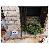 Brass doll rocker with plaid seat, 18' High - Brass doll rocker with plaid seat, 18' High -