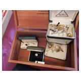 Tie tacks, some with stones - cuff links Tie tacks, some with stones - cuff links