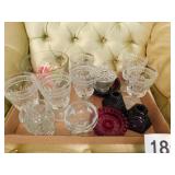 Pair of red Avon Cape Cod candle holders and Pair of red Avon Cape Cod candle holders and