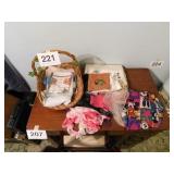 Basket of old hankerchiefs - some silky scarves Basket of old hankerchiefs - some silky scarves