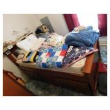 Twin wooden bed with mission style headboard, Twin wooden bed with mission style headboard,
