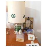 Nautical: green glass small table lamp - 3.5x5