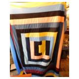 Unfinished polyester striped quilt top, 80 x 120