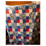 Nautical red, white, blue quilt, 68 x 88