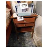 Wooden bedside stand with 2 drawers and one