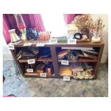 Wooden 4 shelf cabinet with glass door