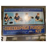 Vintage decoupage purse kit, appears intact Vintage decoupage purse kit, appears intact