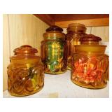 Set of 4 amber canisters