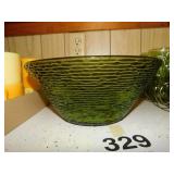 Green lot: large glass salad bowl - 5 tumblers in