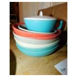 Spaulding ware: sugar bowl w/lid - 6 bowls - 1 Spaulding ware: sugar bowl w/lid - 6 bowls - 1