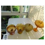 Irridescent gold Indiana glass? compote - Stars & Irridescent gold Indiana glass? compote - Stars &