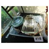 10" Pyrex pie baker - Pyrex 8x5 loaf pan - Pyrex