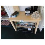 Wooden painted table with slatted sides and