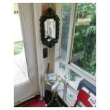 Small glass topped patio table with 3 metal legs - Small glass topped patio table with 3 metal legs -
