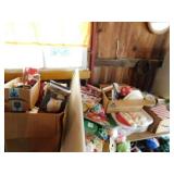 Several boxes and totes full of Christmas items,