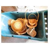 Large assortment of baskets in garden cart Large assortment of baskets in garden cart