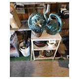 Metal cart on casters - gardening items Metal cart on casters - gardening items