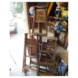 Three wooden ladders: 6' - two 4' Three wooden ladders: 6' - two 4'