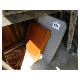 One gray card table One gray card table