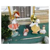 Front porch cement ducks (4) plus tote with lid