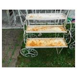 3 tier metal rolling cart plant stand