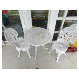 White 3 piece metal patio set: 2 chairs, table White 3 piece metal patio set: 2 chairs, table