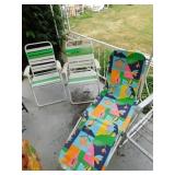 Two matching vinyl banded white & green patio Two matching vinyl banded white & green patio