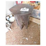 Hexagonal wooden table, cute design on side Hexagonal wooden table, cute design on side