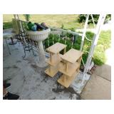 2 cream 3 tier end tables - plastic birdbath with 2 cream 3 tier end tables - plastic birdbath with