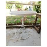 White metal patio table White metal patio table